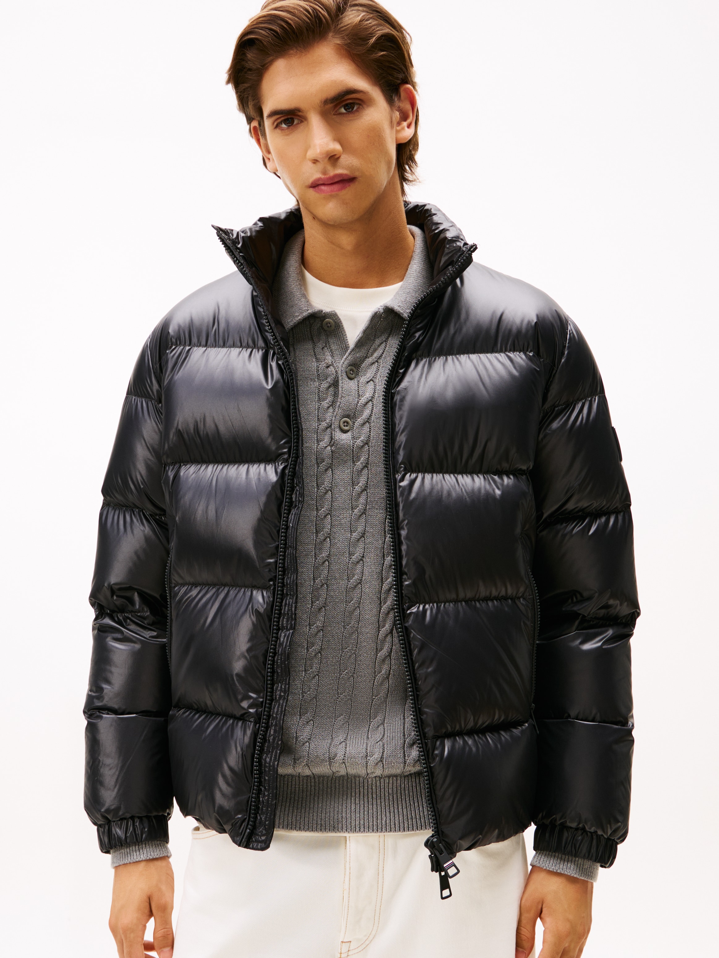 Tommy Hilfiger Steppjacke »SHINY DOWN STAND PUFFER« Winterjacke, Outdoorjacke, glänzende Oberfläche