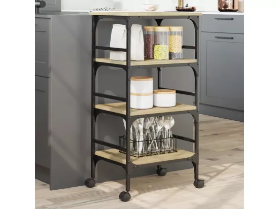 Chariot de cuisine chêne sonoma 45x35x89,5 cm bois d'ingénierie