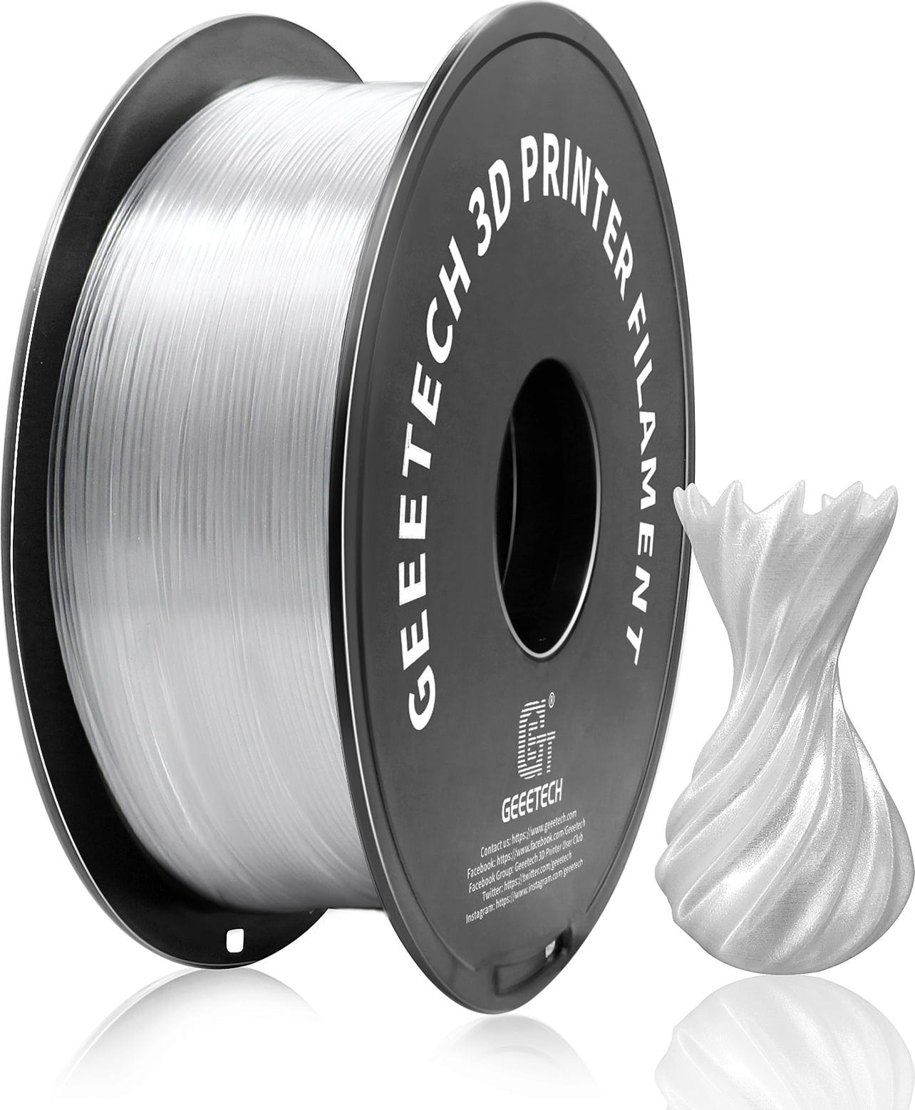 GEEETECH  PETG Transparent, 1,75 mm / 1000 g    Benutzerfreundliches 3D-Druckfilament mit hoher Steifigkeit