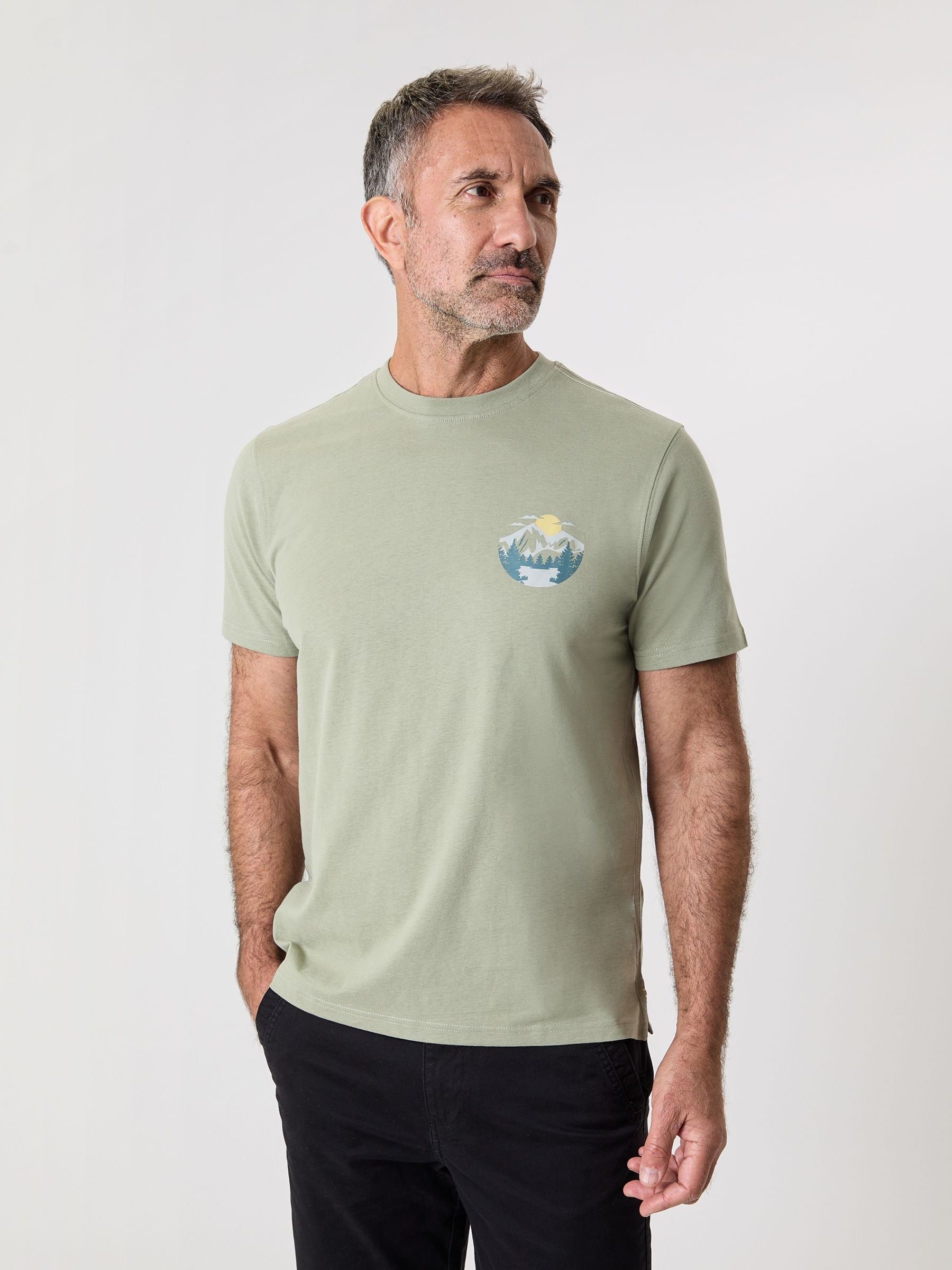 Saltwell Green Peached Cotton Graphic Print T-Shirt