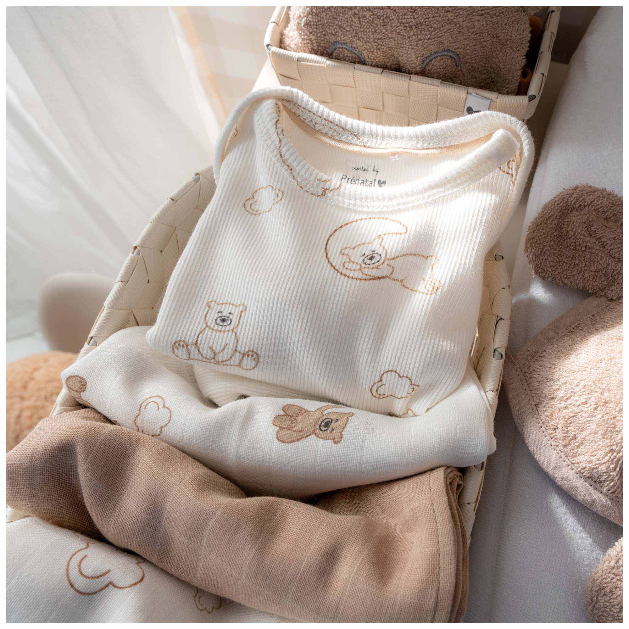 Prénatal peuter pyjama beren rib wit