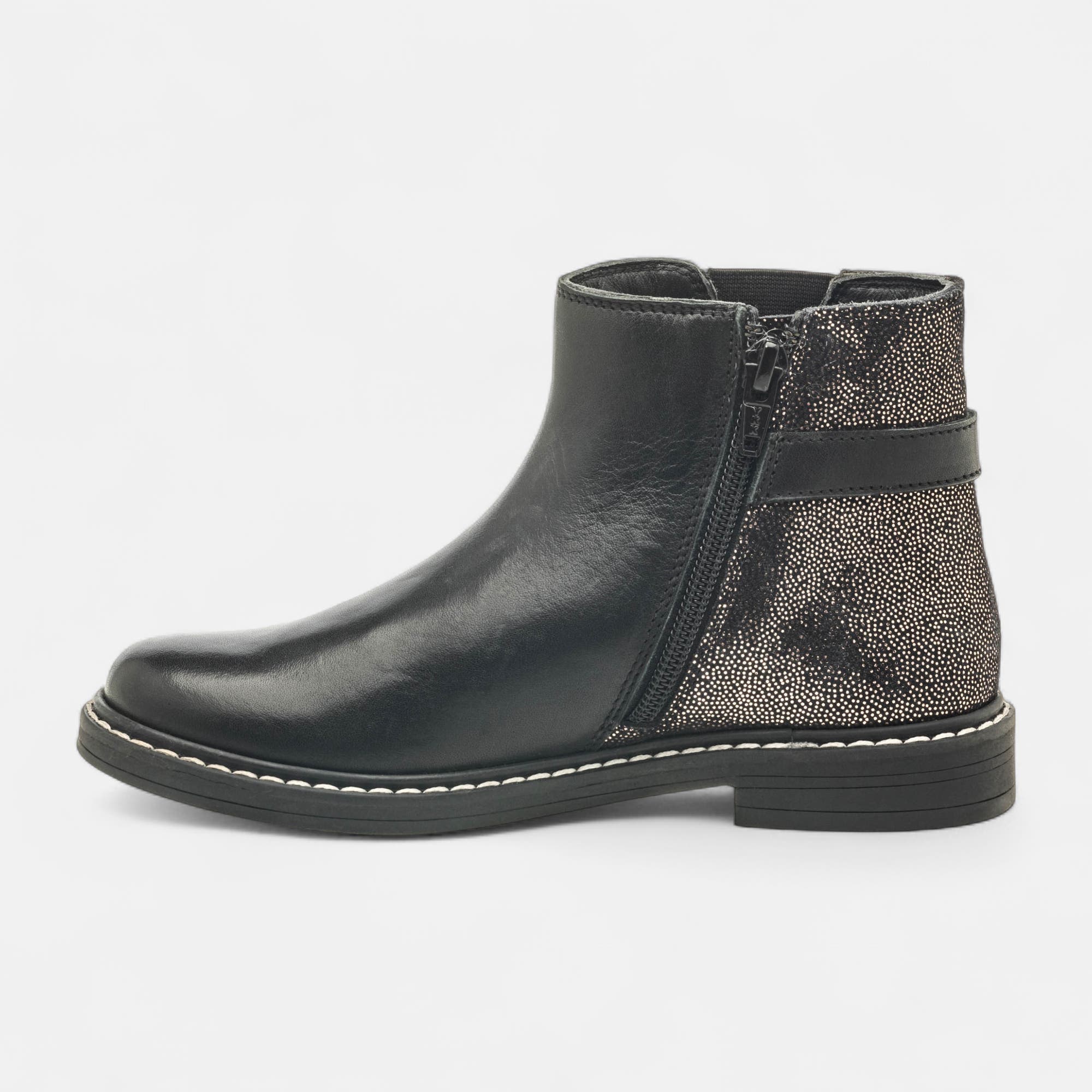 Bottines Fille en cuir noir