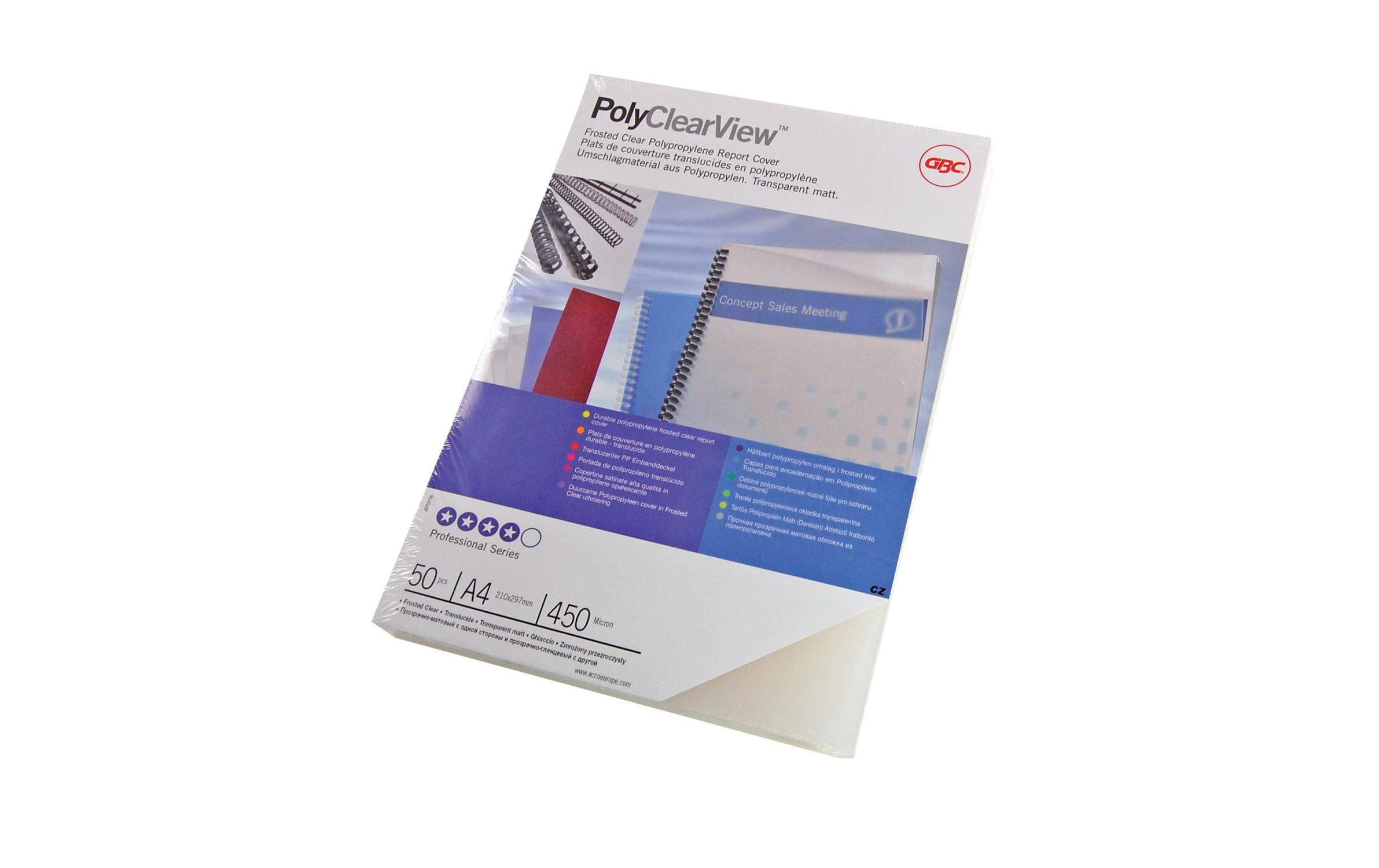 Einbanddeckel PolyClearView A4, 300 µm, 100 Stk., Transp.Halbtransparente Abdeckfolie, 100 Stk.