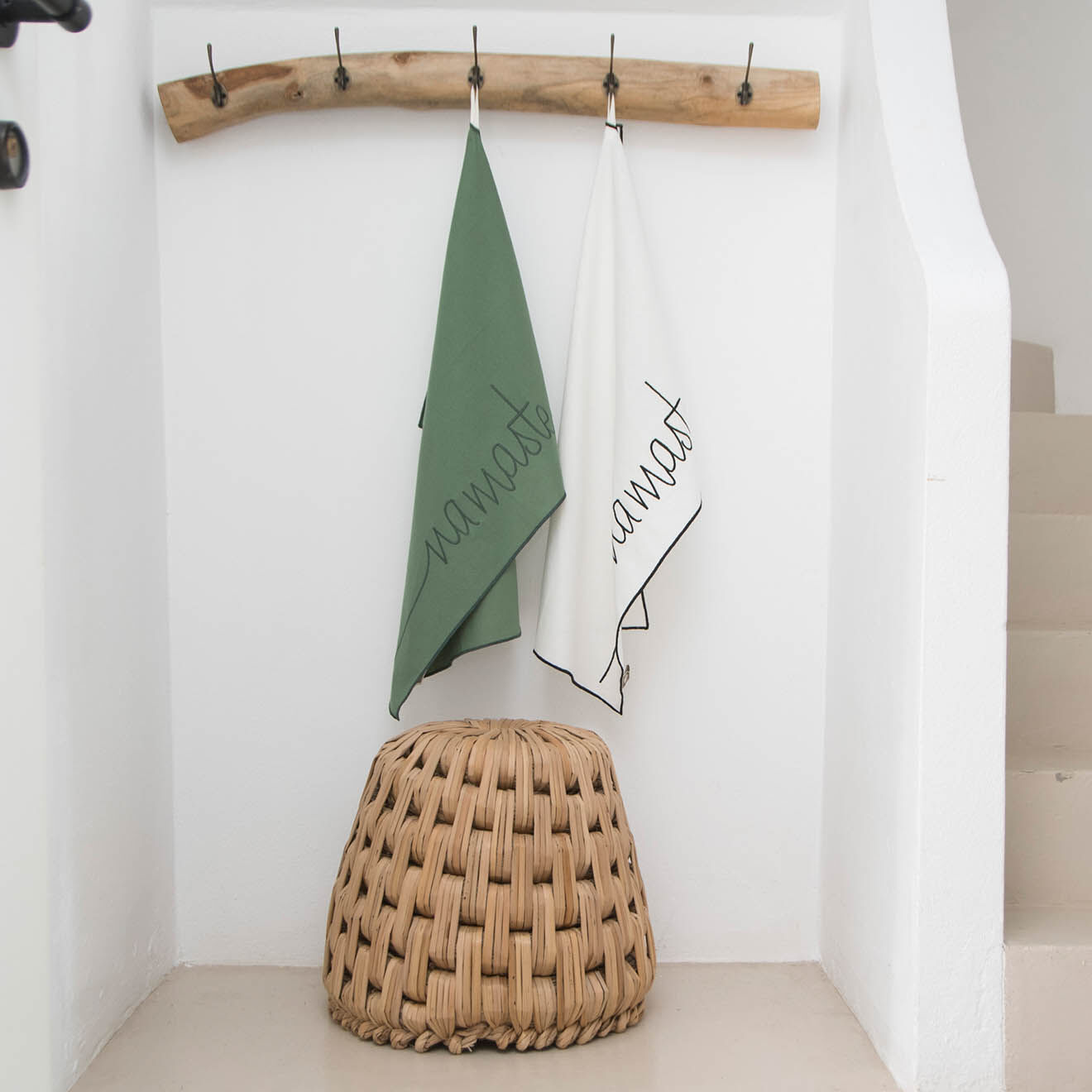 Febronie 2 Torchons en Coton Namaste vert lichen - 50x75 cm