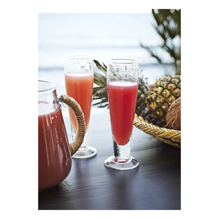 Madam Stoltz Carafe en verre avec anse en bambou | Transparent