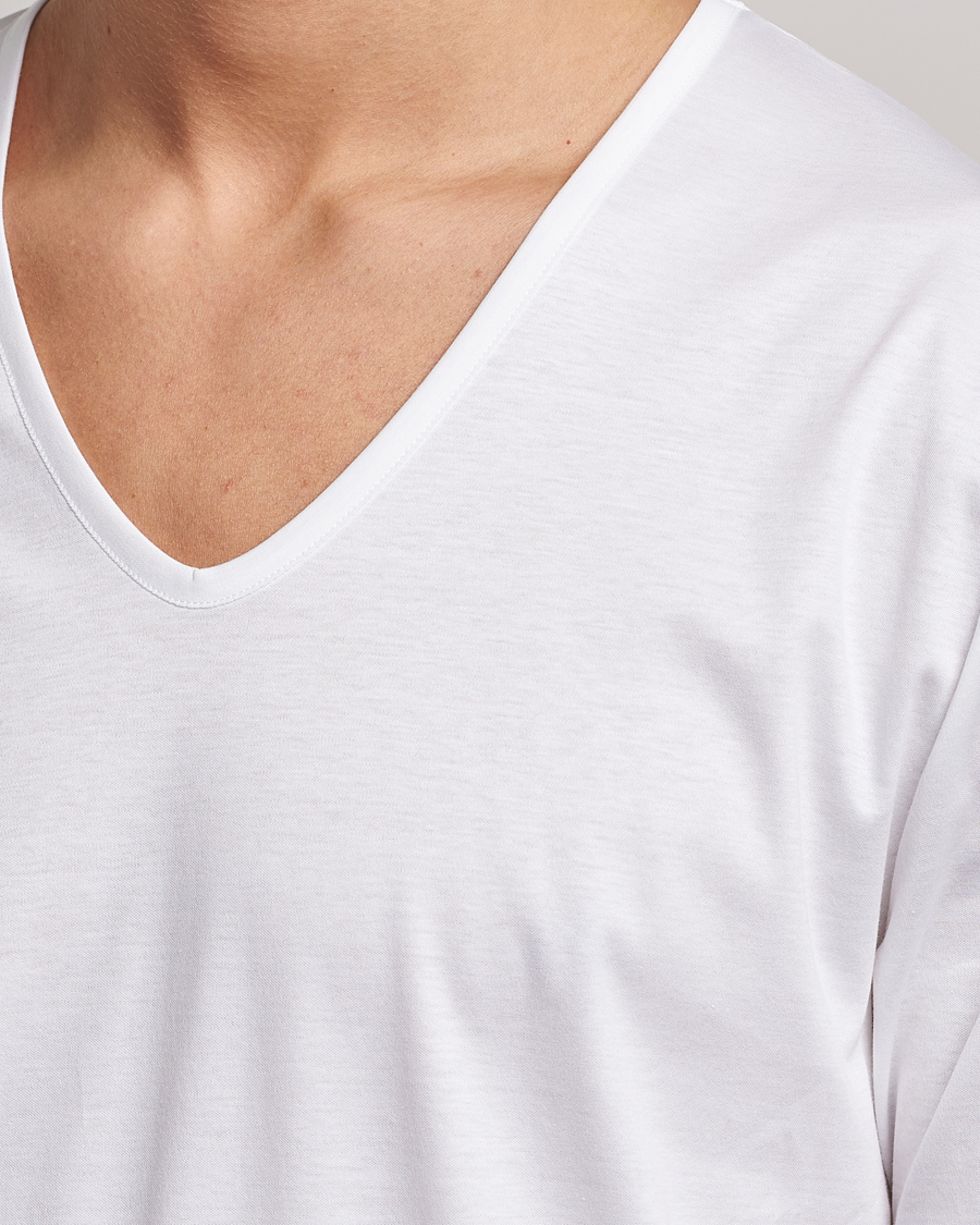 Zimmerli of Switzerland Sea Island Cotton V-Neck T-Shirt White
