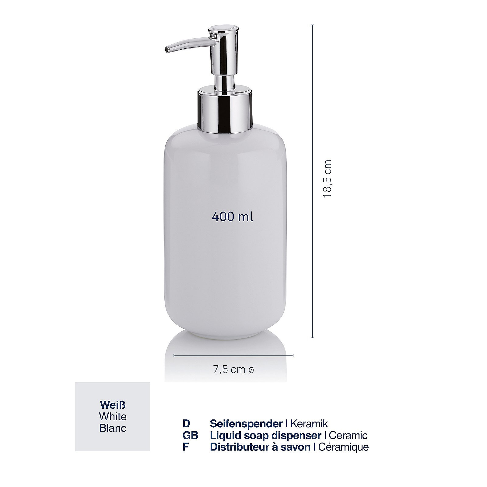 kela Seifenspender ISABELLA 400 ml Keramik weiß