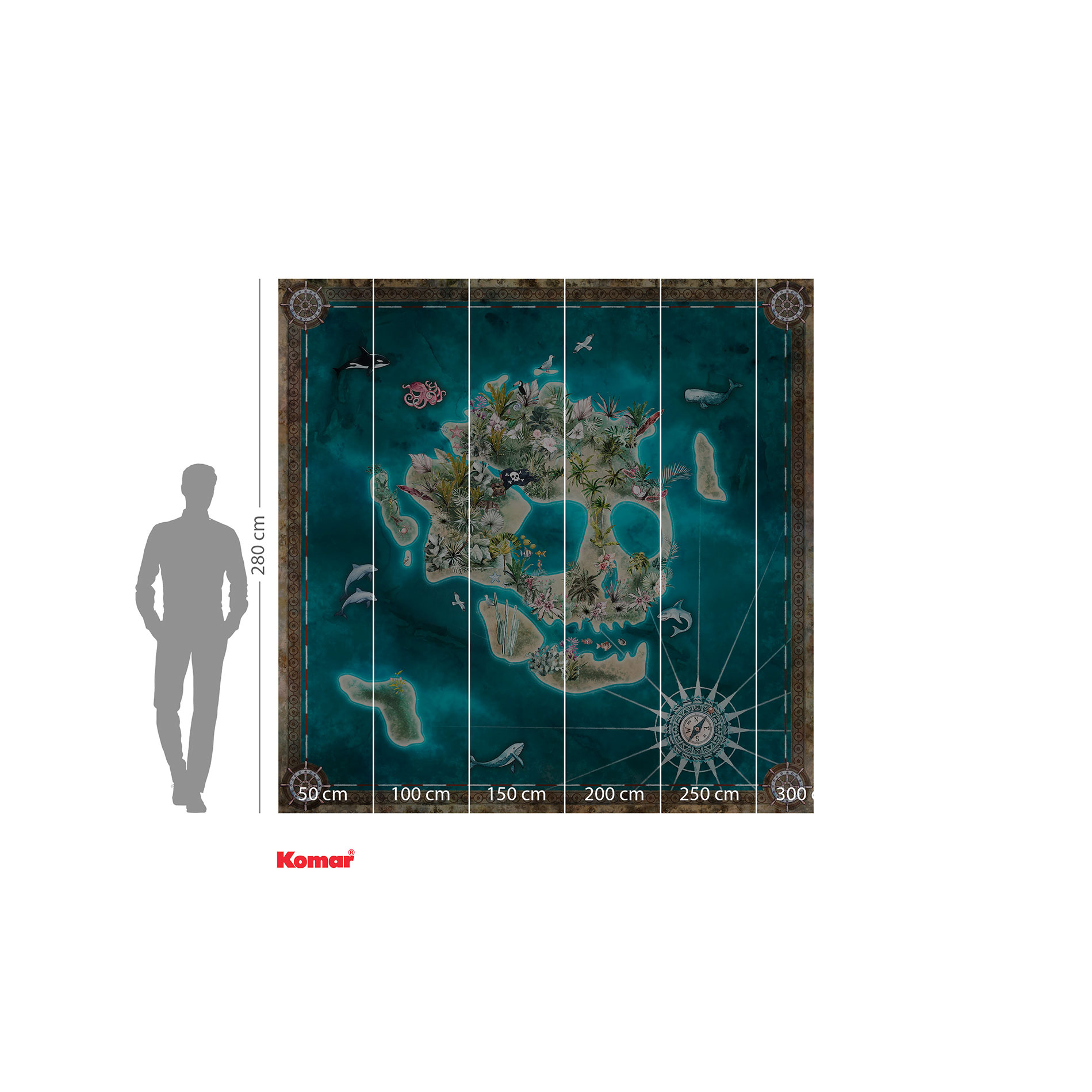 Vlies-Fototapete SKULL ISLAND - bunt - 250x250 cm