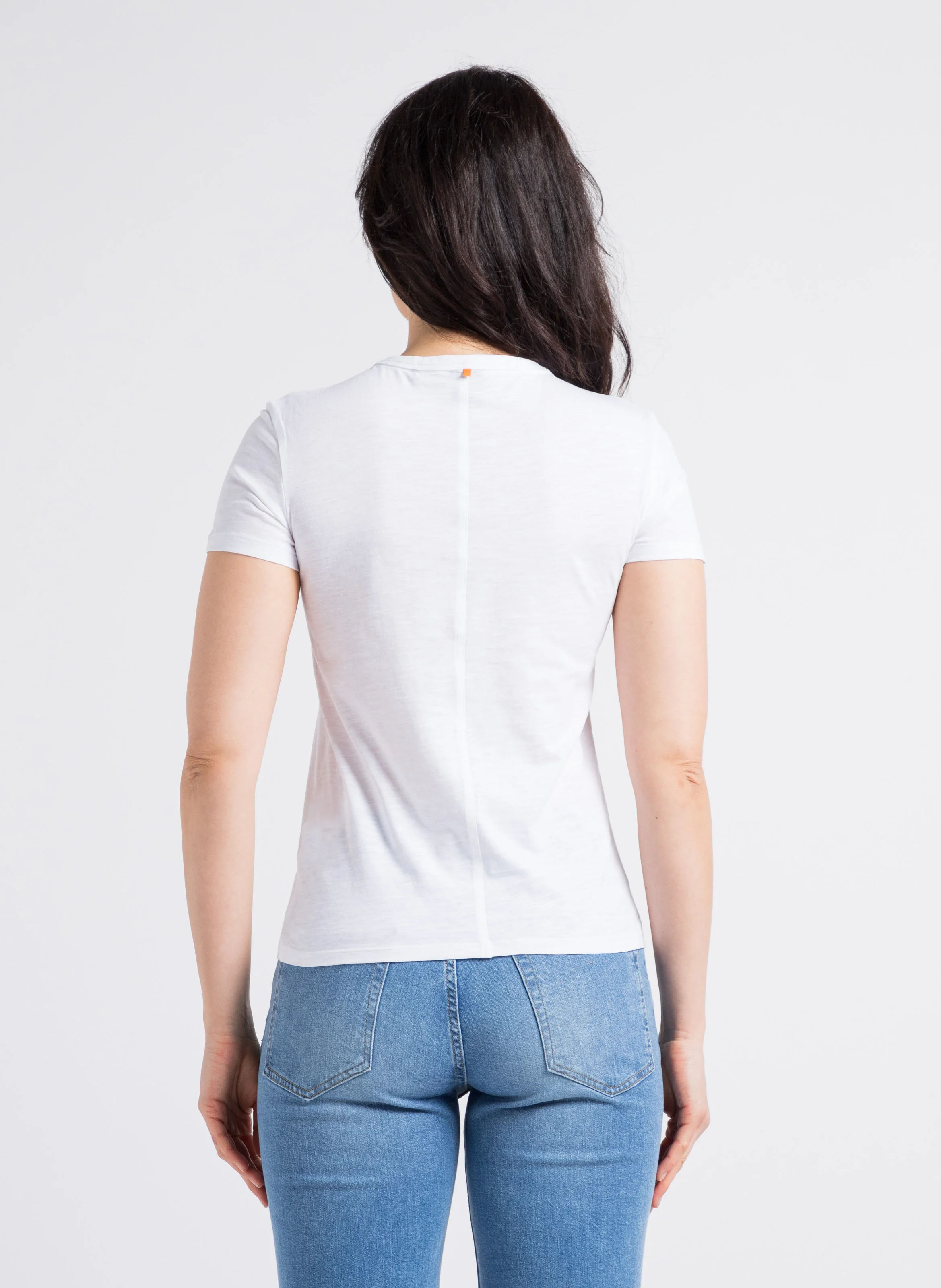 Tee-shirt droit à col rond chiné en coton | Blanc