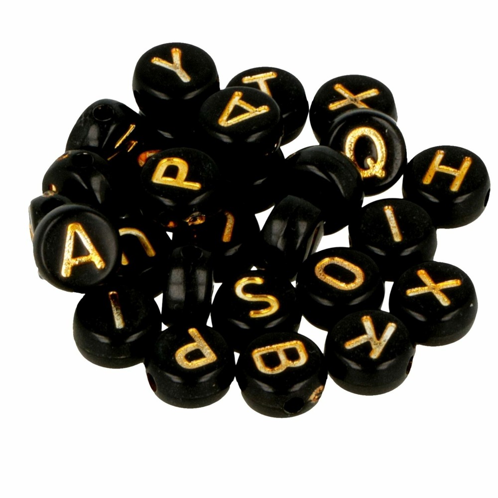 600 perles alphabet noir/ doré