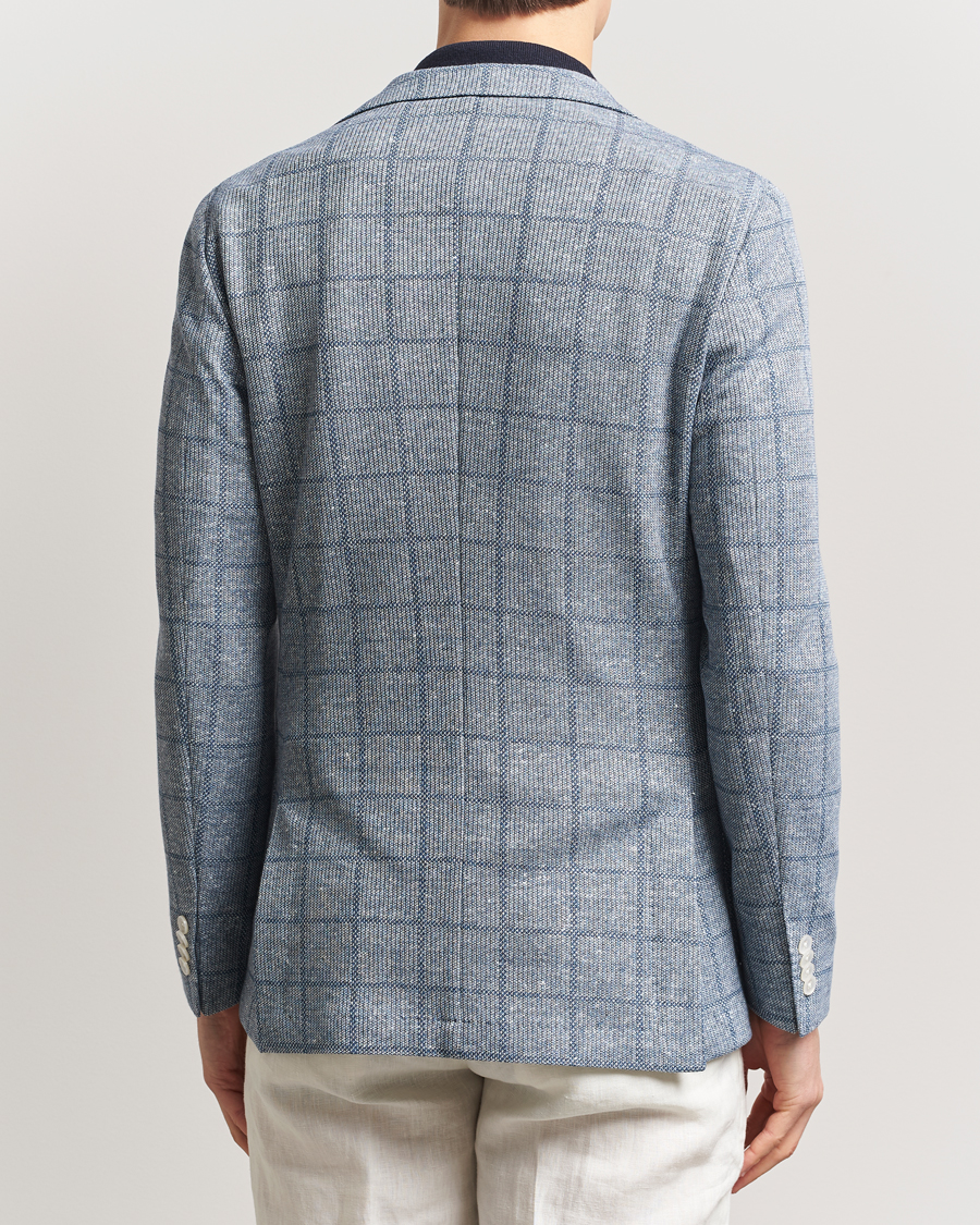 BOSS BLACK Hanry Checked Jersey Patch Pocket Blazer Light Blue