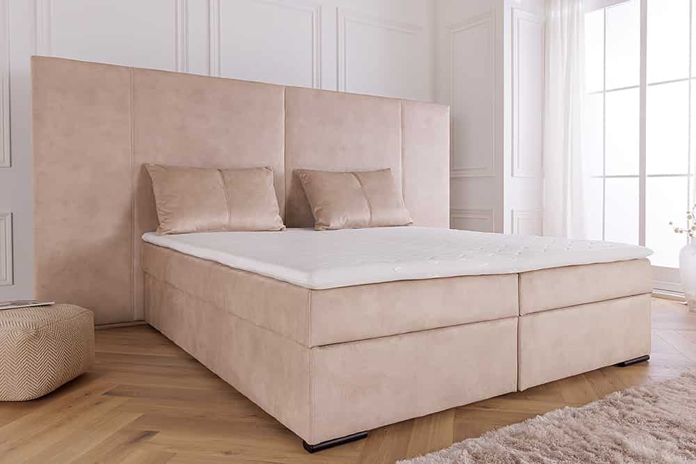 Design Boxspringbett SUITE HOTELBETT 180x200cm beige Samt inkl. Stauraum Topper