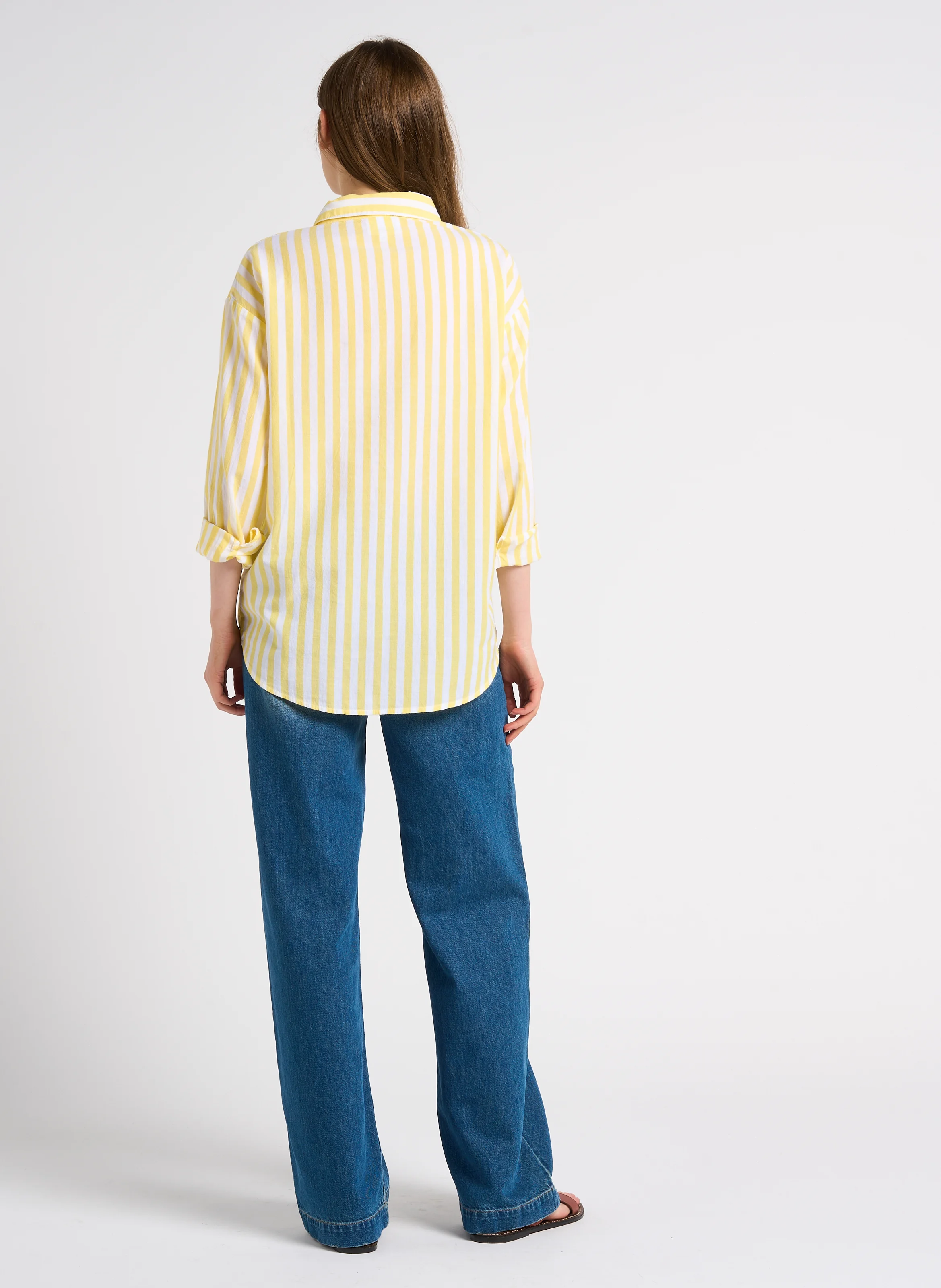 SANDY - Jean taille basse délavée en coton | Bleu