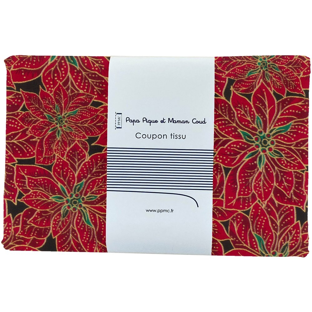 Coupon Tissu 1 M Poinsettia Doré Ex1106