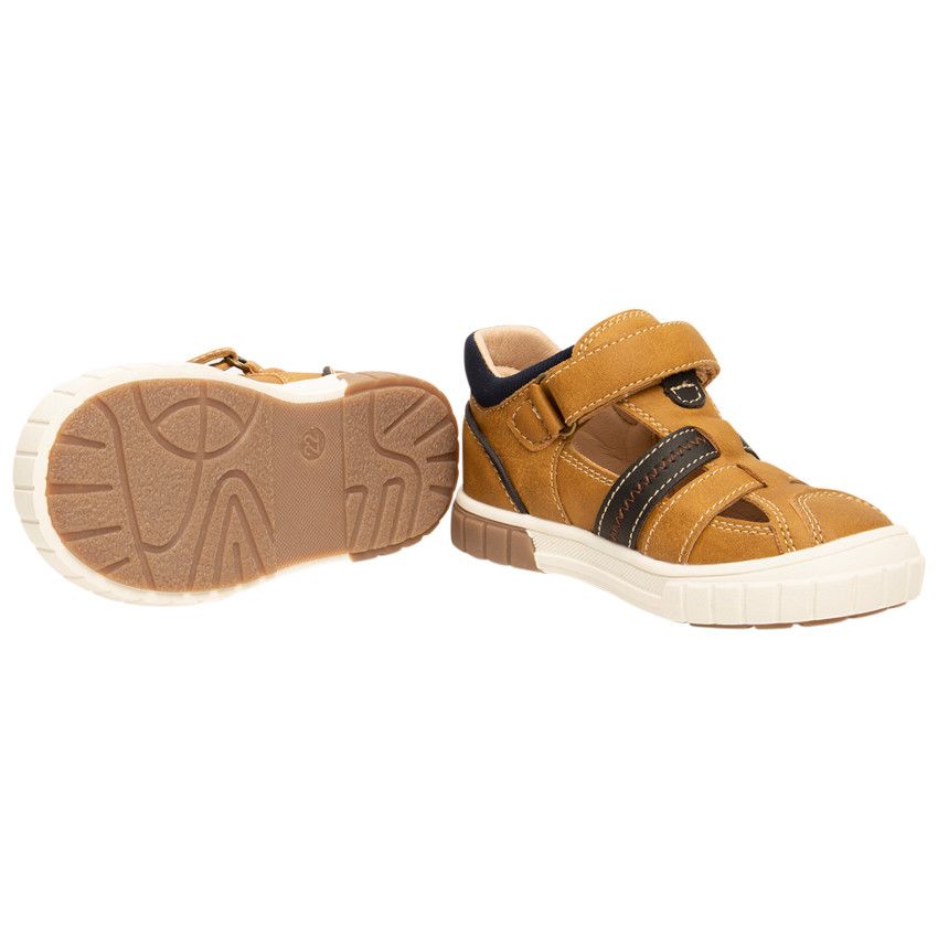 Nu-pieds effet cuir à scratch pour garçon - Marron