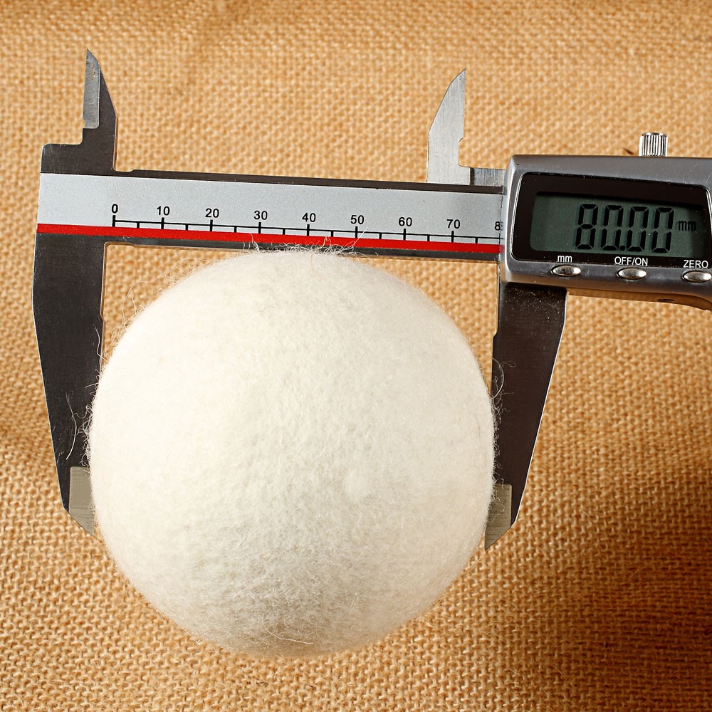 (Ø80mm) Wolle Wäsche Trockner Ball Wiederverwendbarer Tumbler Trocknerball - Weiss