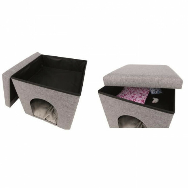 Abri à chat en tissu gris 38 x 40 x 38 cm Alois Trixie
