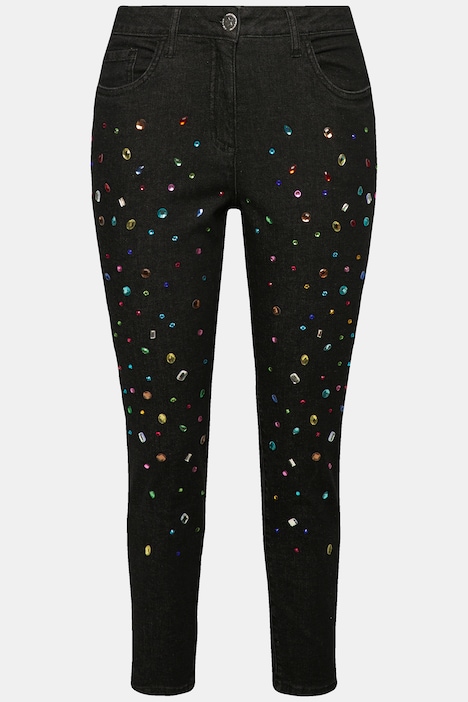 7/8-Jeans, Slim Fit, Ziersteinchen. 5-Pocket