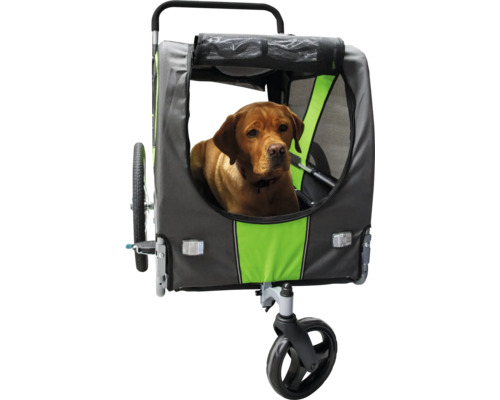 Karlie GO fietskar, ca. 130 x 70 x 54 cm, cabine ca. 76 x 53 x 54 cm, voor honden tot 30 kg, grijs/groen