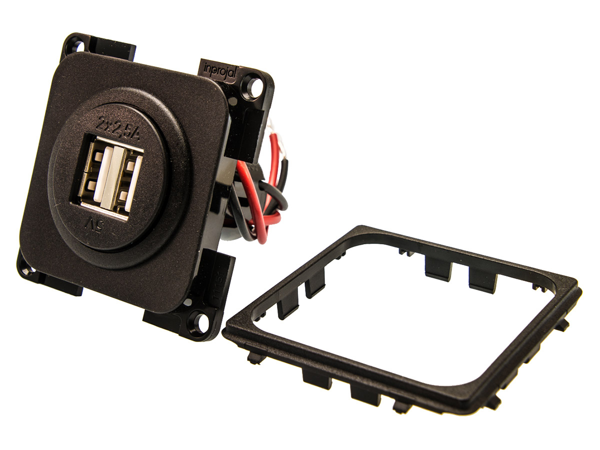 BBA dubbele USB contactdoos - black