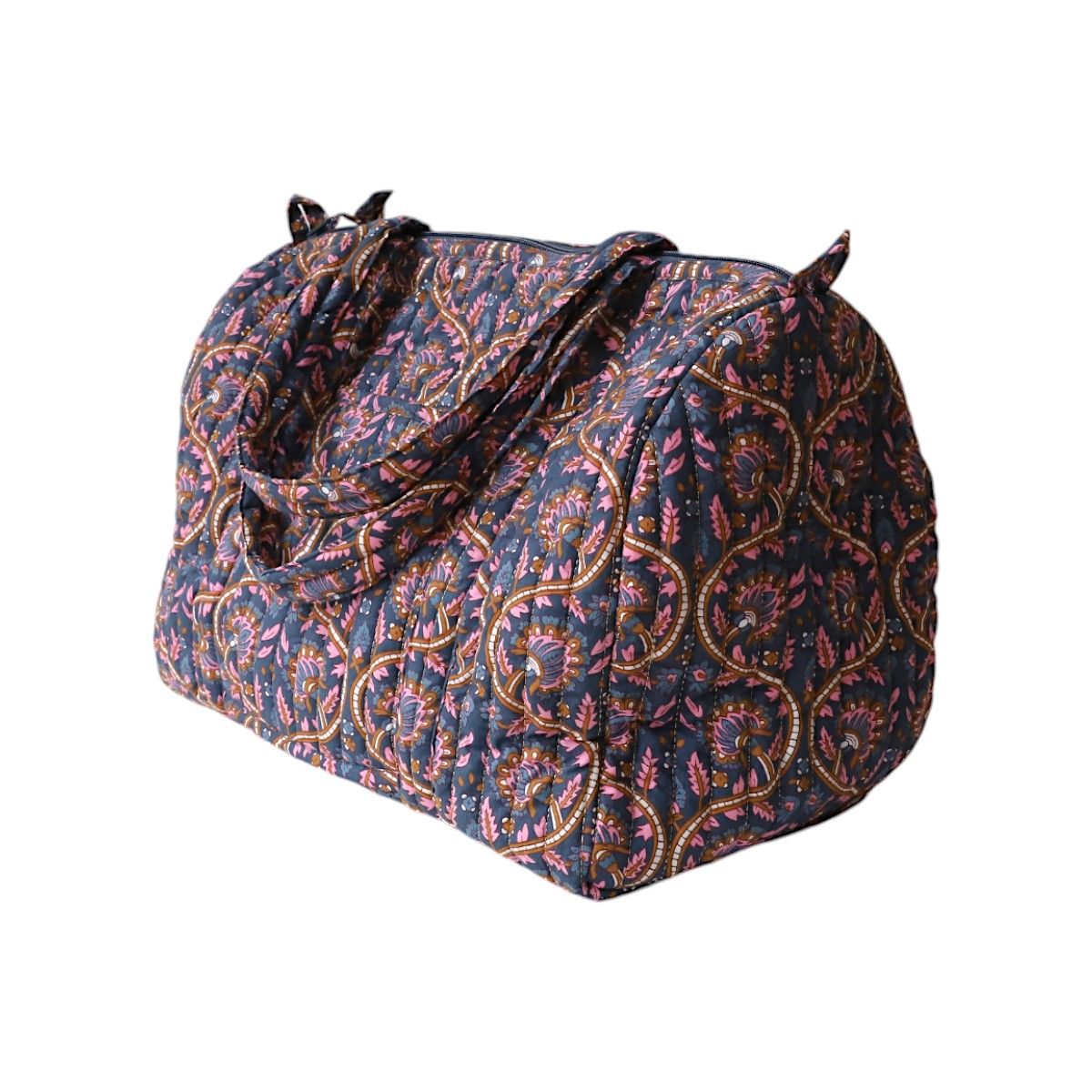 Sac week-end block print bleu - Mariage Indien Pondie Chérie