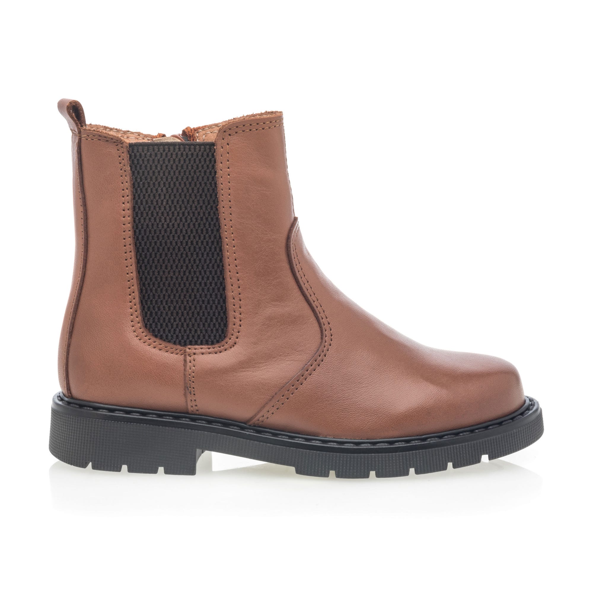 Bottines Fille en cuir cognac