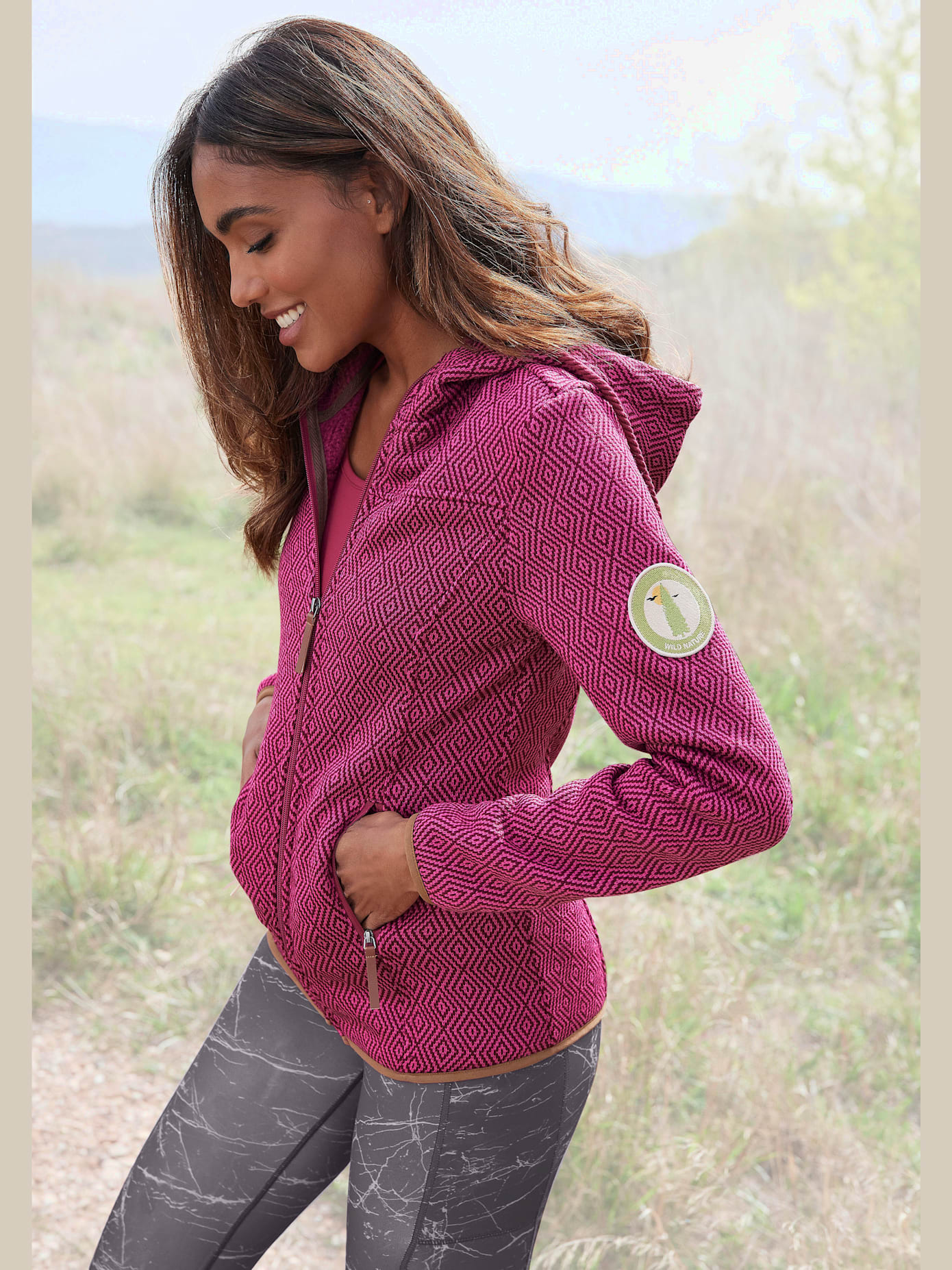 Veste en tricot polaire avec capuche