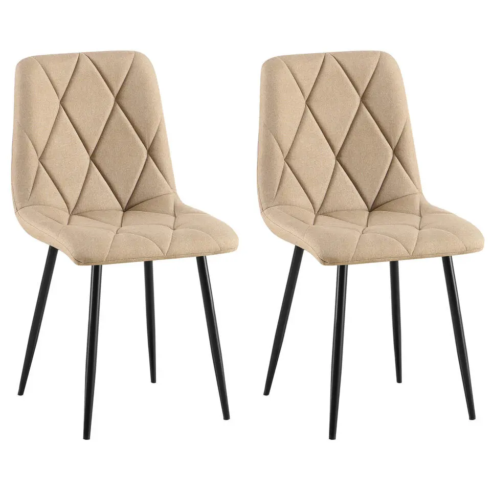 CLP Set van 2 Eetkamerstoel Clairton zwart Frame - Stof - taupe