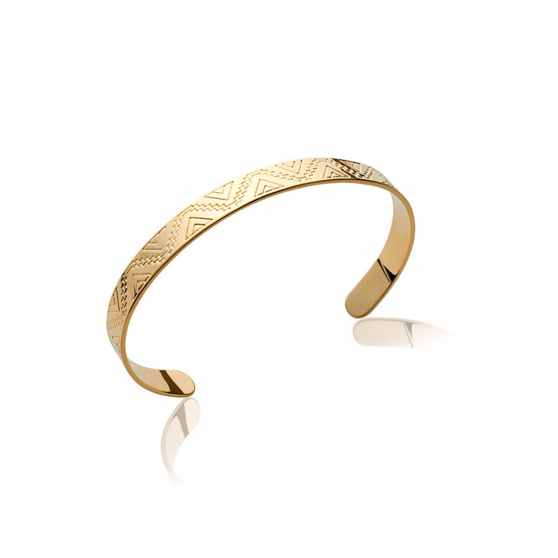 Jonc Bracelet Yucatan Plaqué Or Aztèque Maya Tendance