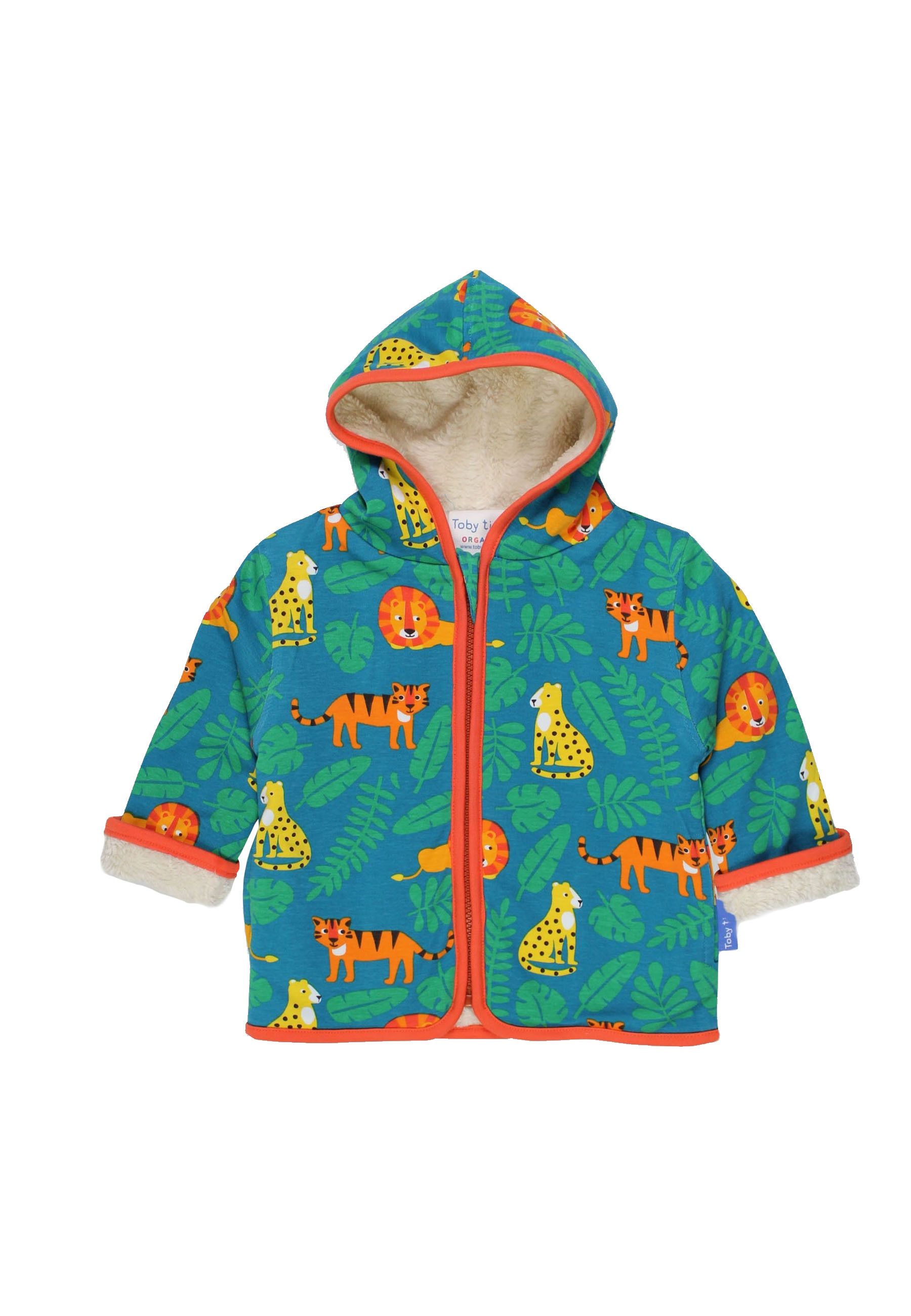 Toby Tiger Baby Jacke, Hoodie, mit Fleece gefüttert mit Raubkatzen