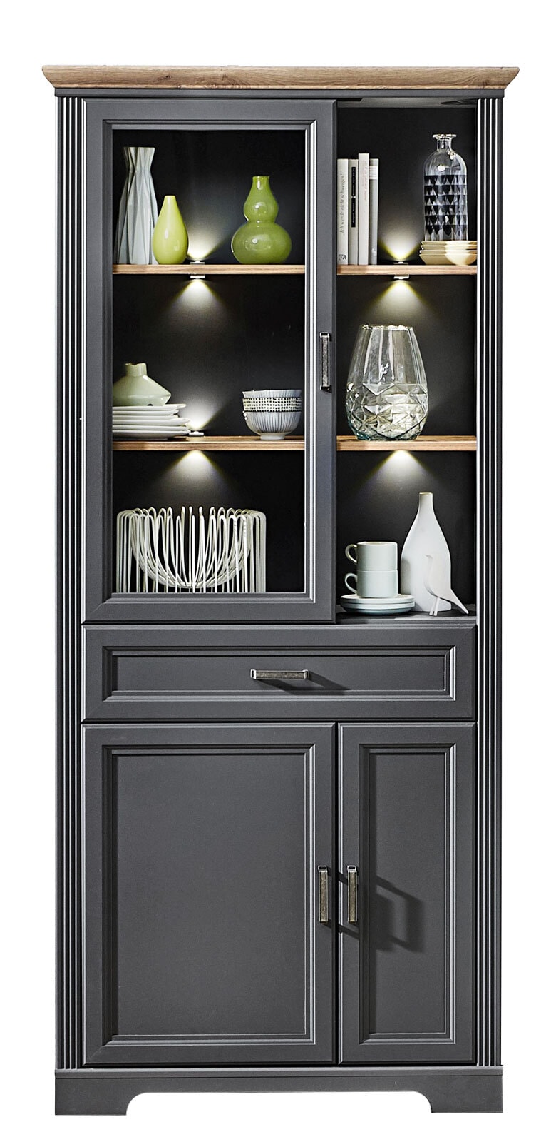 Vitrine Jasmin Pinie hell Nachbildung/Artisan Eiche Nachbildung 93 x 204 x 42 cm