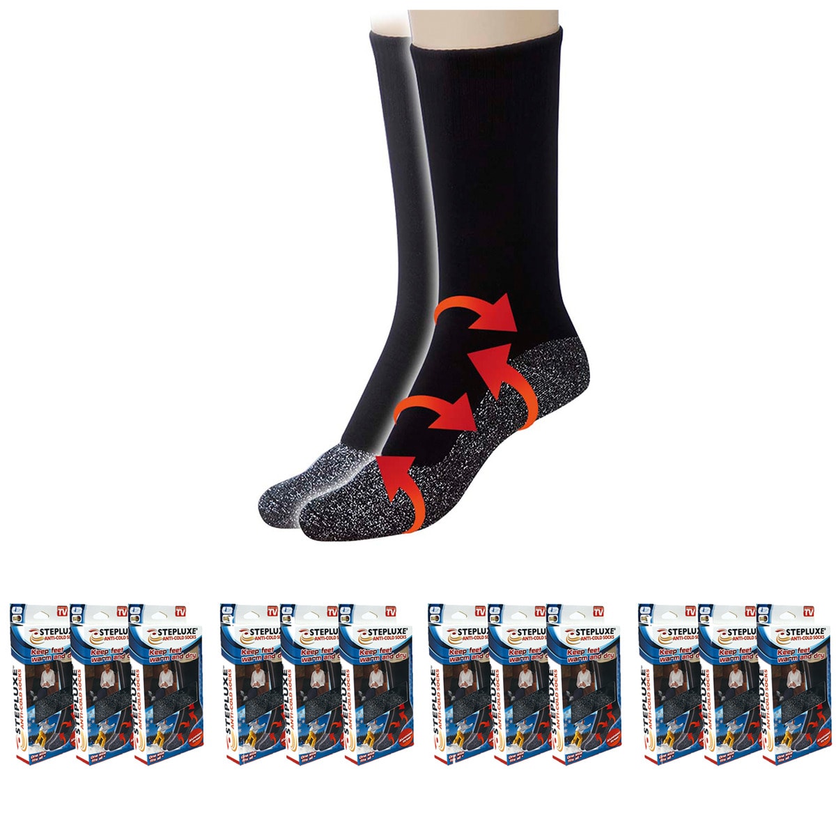Best Direct® Thermosocken mit Aluminiumfaser - Wintersocken Stepluxe Anti Cold Socks 12er Pack