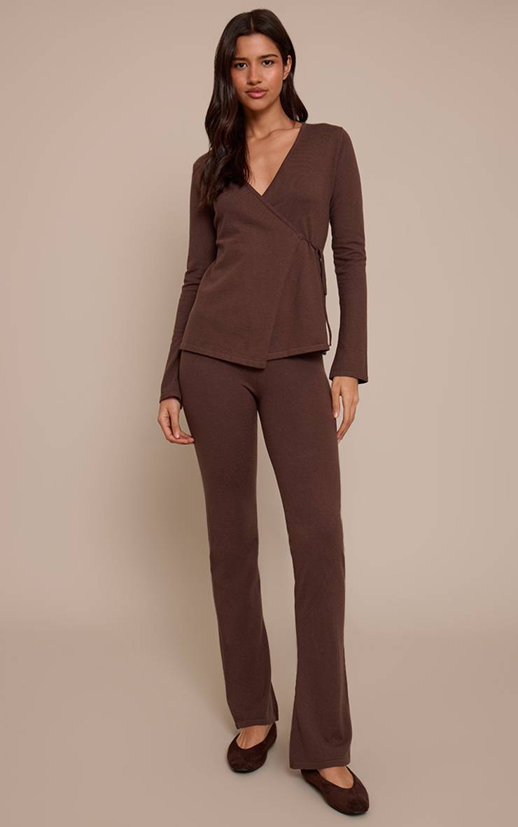 Chocolat Legging Évasé En Maille Fine Tall
