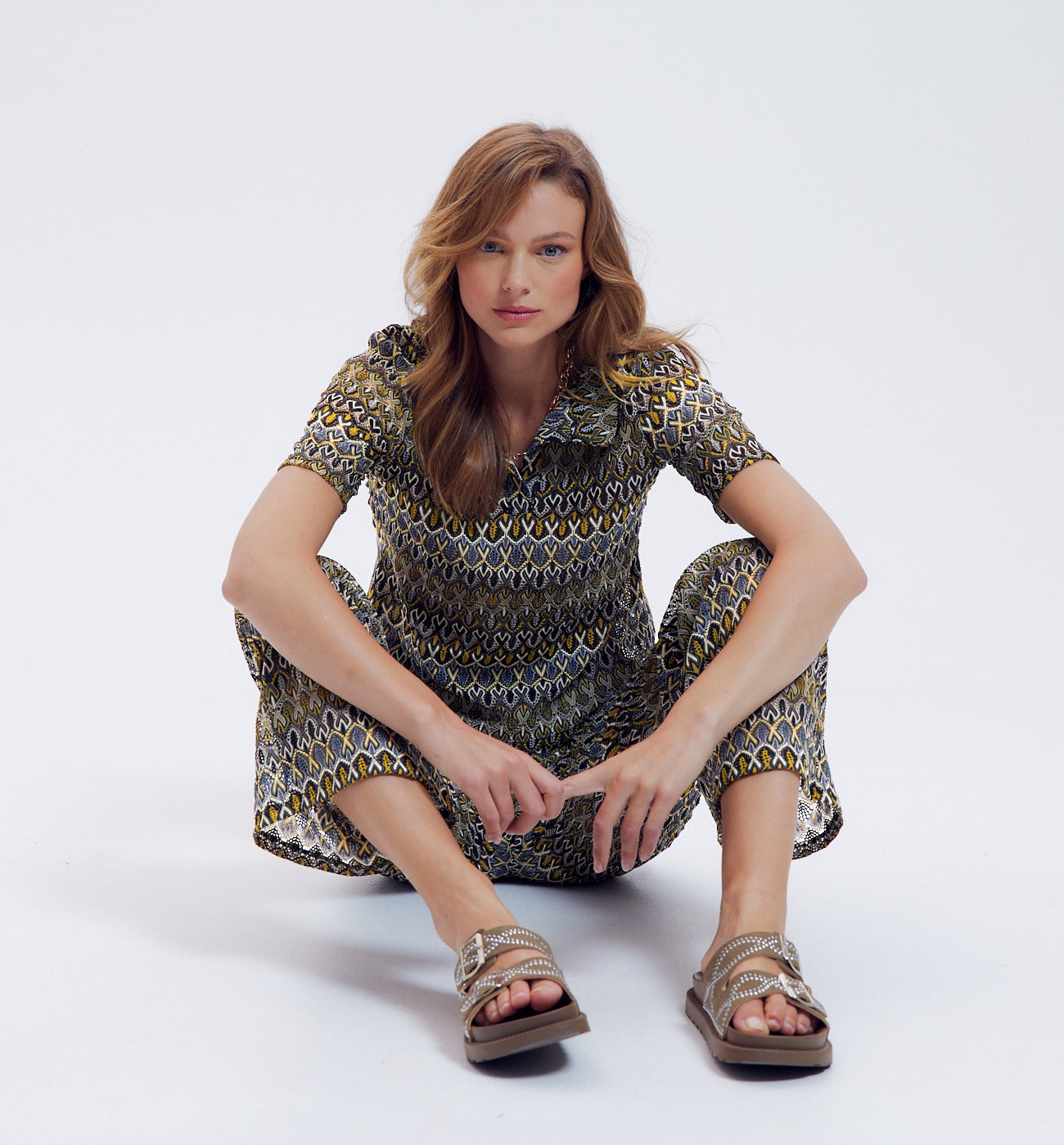 Polo en maille dentelle Femme - Imprimé multicolore