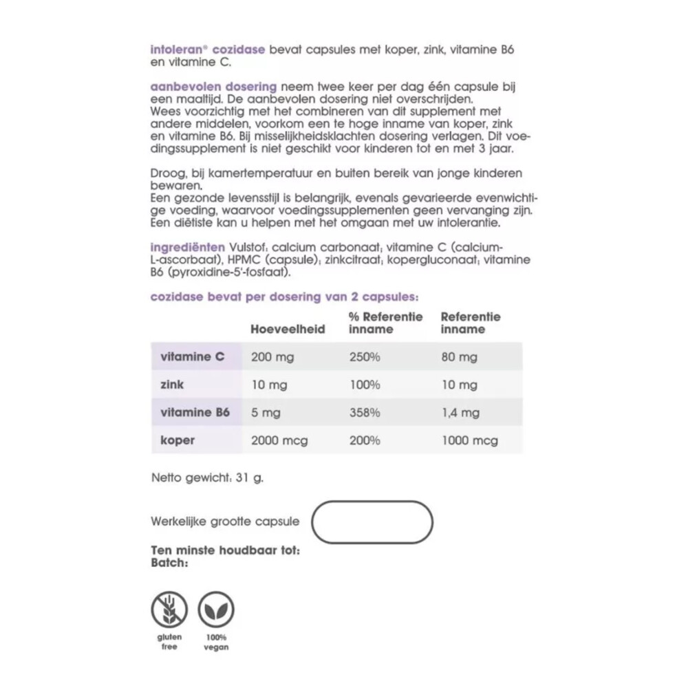 Intoleran Cozidase 60 capsules