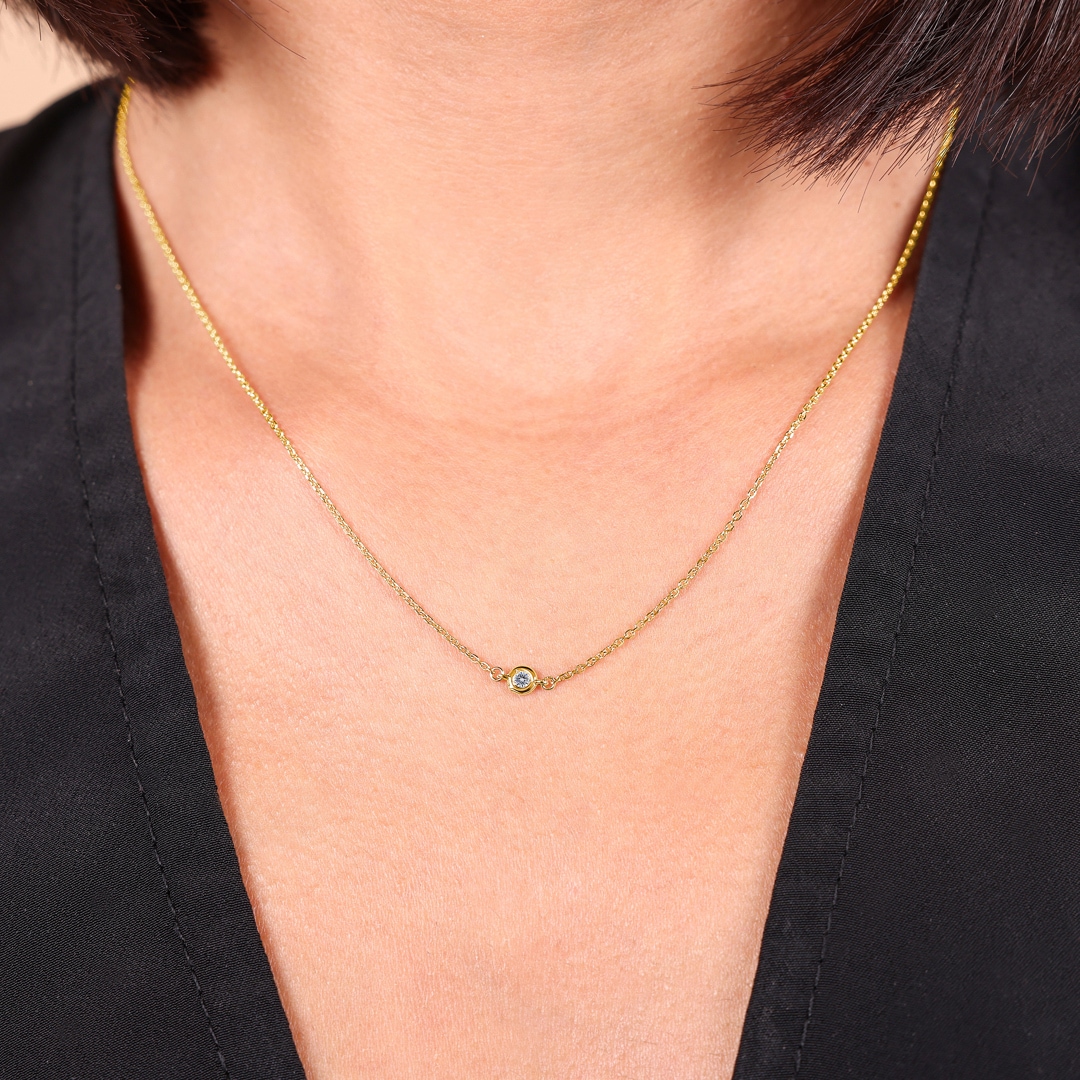Collier mit Anhänger 750/18 K Gelbgold mit Diamant 0.03 ct H/si by CHRISTIAN