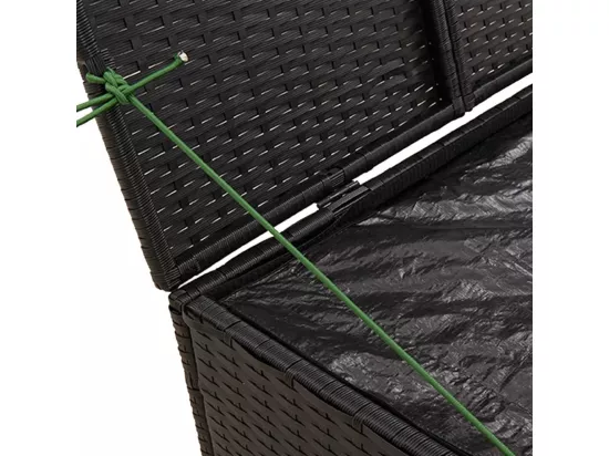 Boîte de rangement de jardin noir 291L résine tressée