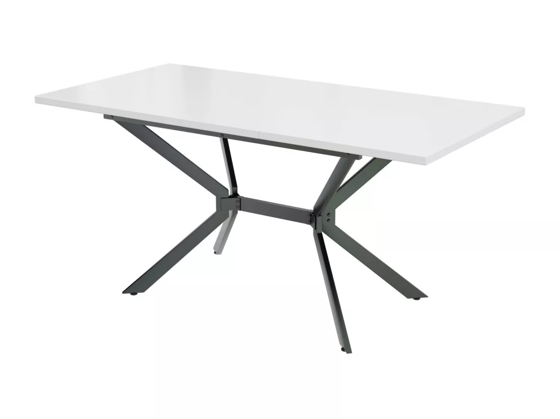 Tableau à manger extensible blanc 120/160cm, 4 à 6 personnes, en MDF et Métal, table rectangulaire