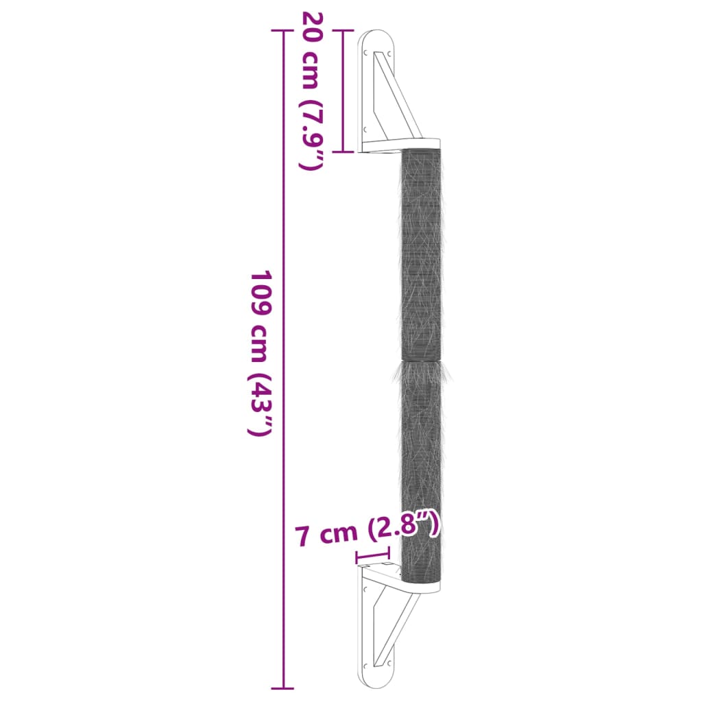 Arranhador de parede para gatos vidaXL, em sisal, 109 cm
