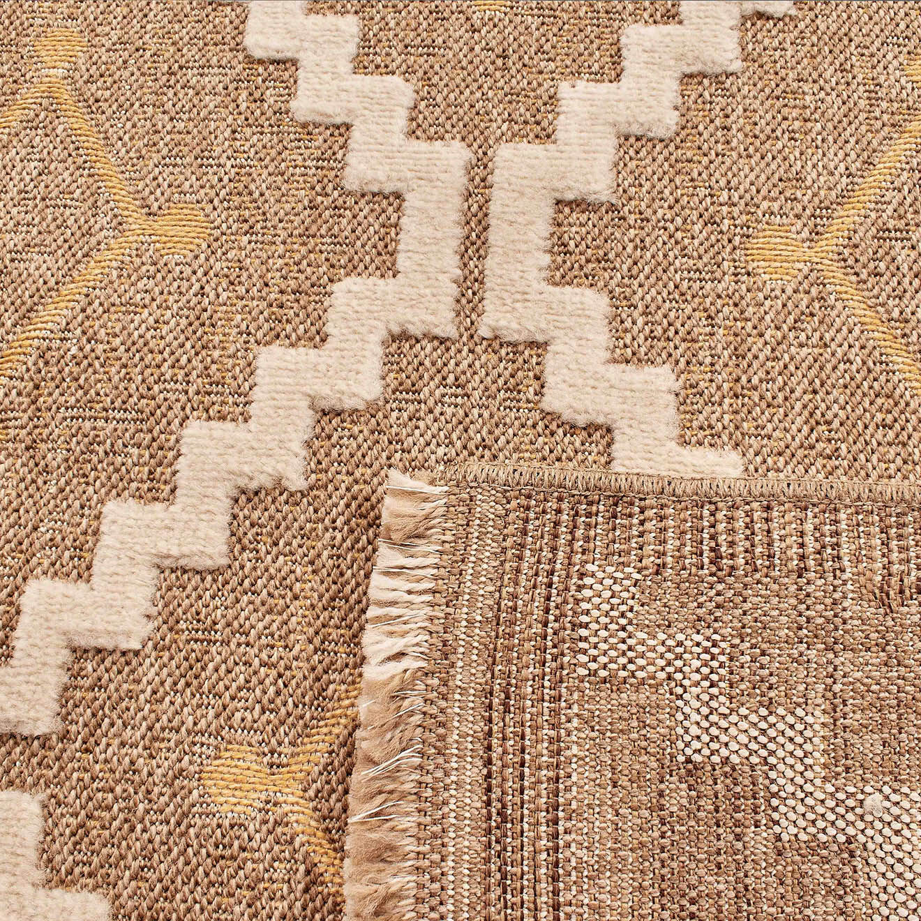 Nazar Rugs Tapis aspect jute TULUM 9041 intérieur & extérieur jaune - 60x180 cm