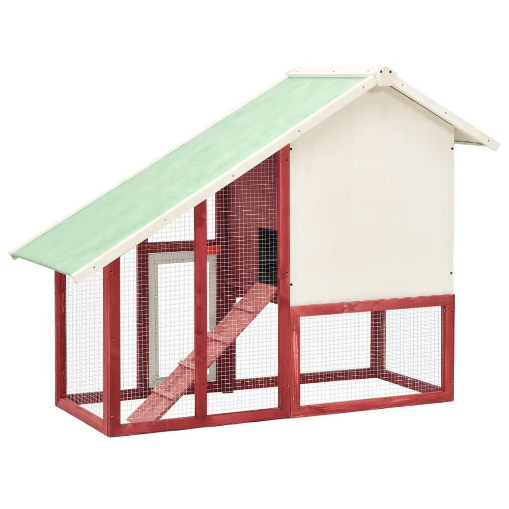 Clapier 140 x 63 x 120 cm bois de sapin massif rouge et blanc
