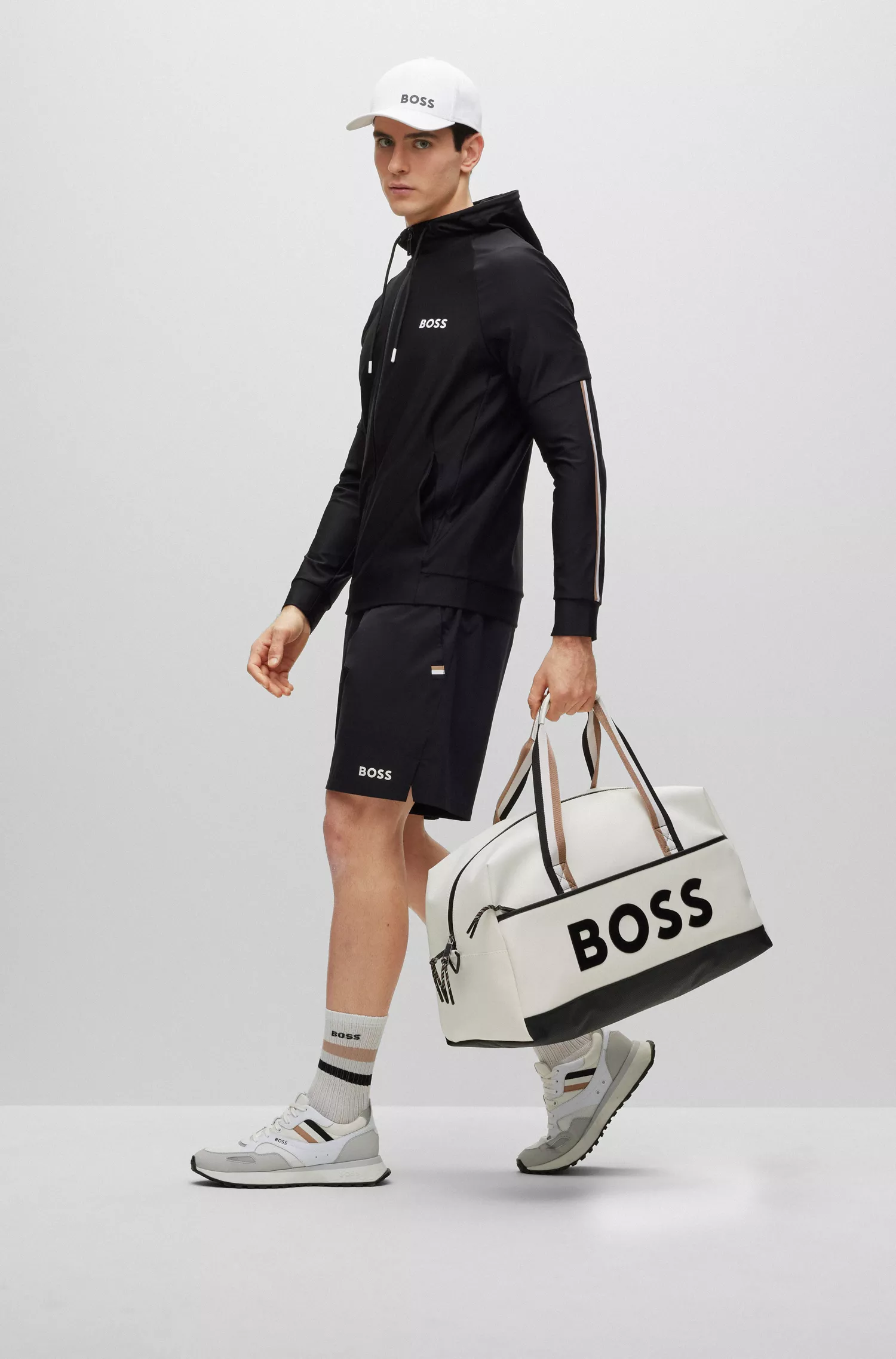 Moletom com capuz BOSS Green-BOSS x Matteo Berrettini com logo em tecido elástico de alta performance.