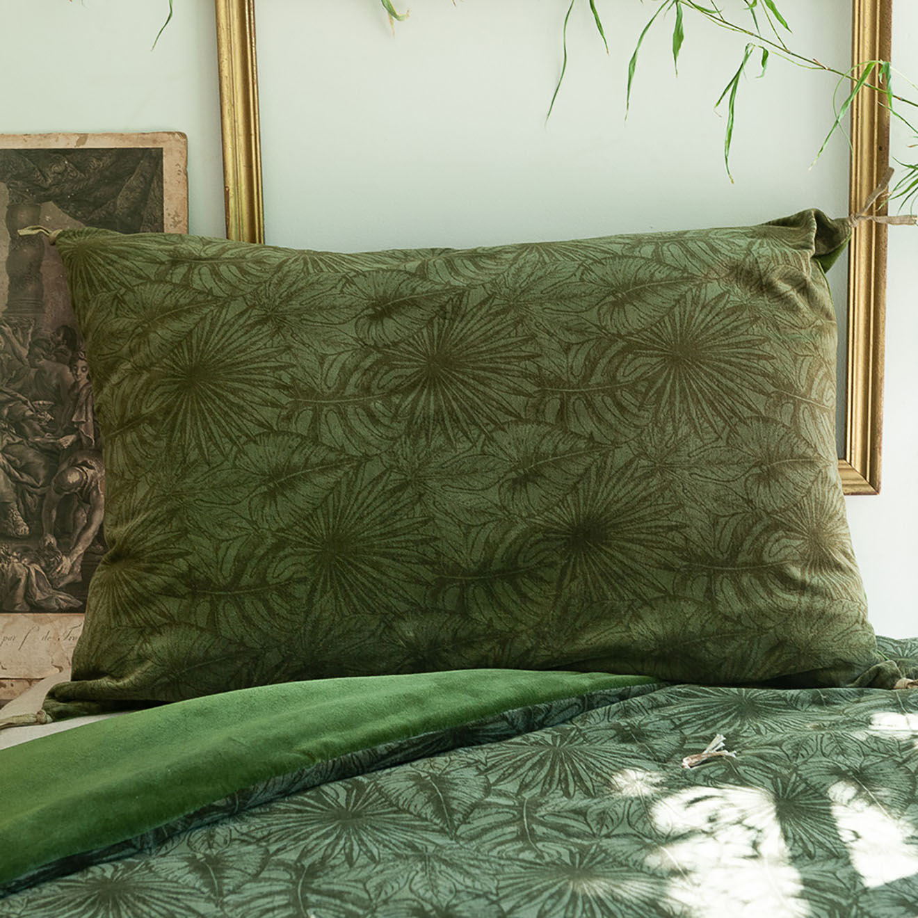 En Fil d'Indienne Housse de coussin Goa olive - 50x75 cm