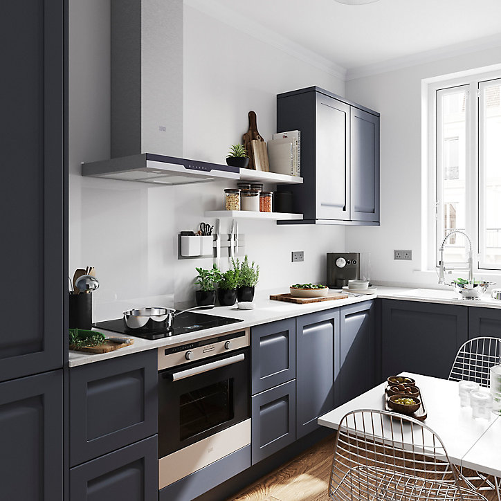 Façade de cuisine sous-hotte / casserolier Garcinia bleu mat l. 50 cm GoodHome