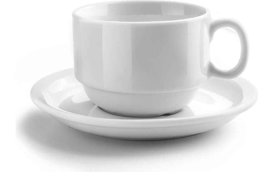 Tassen + Unterteller-Set 230 ml, 6 Stück, WeissPerfekt für Kaffee oder Tee, stilvolles Castilla-Design