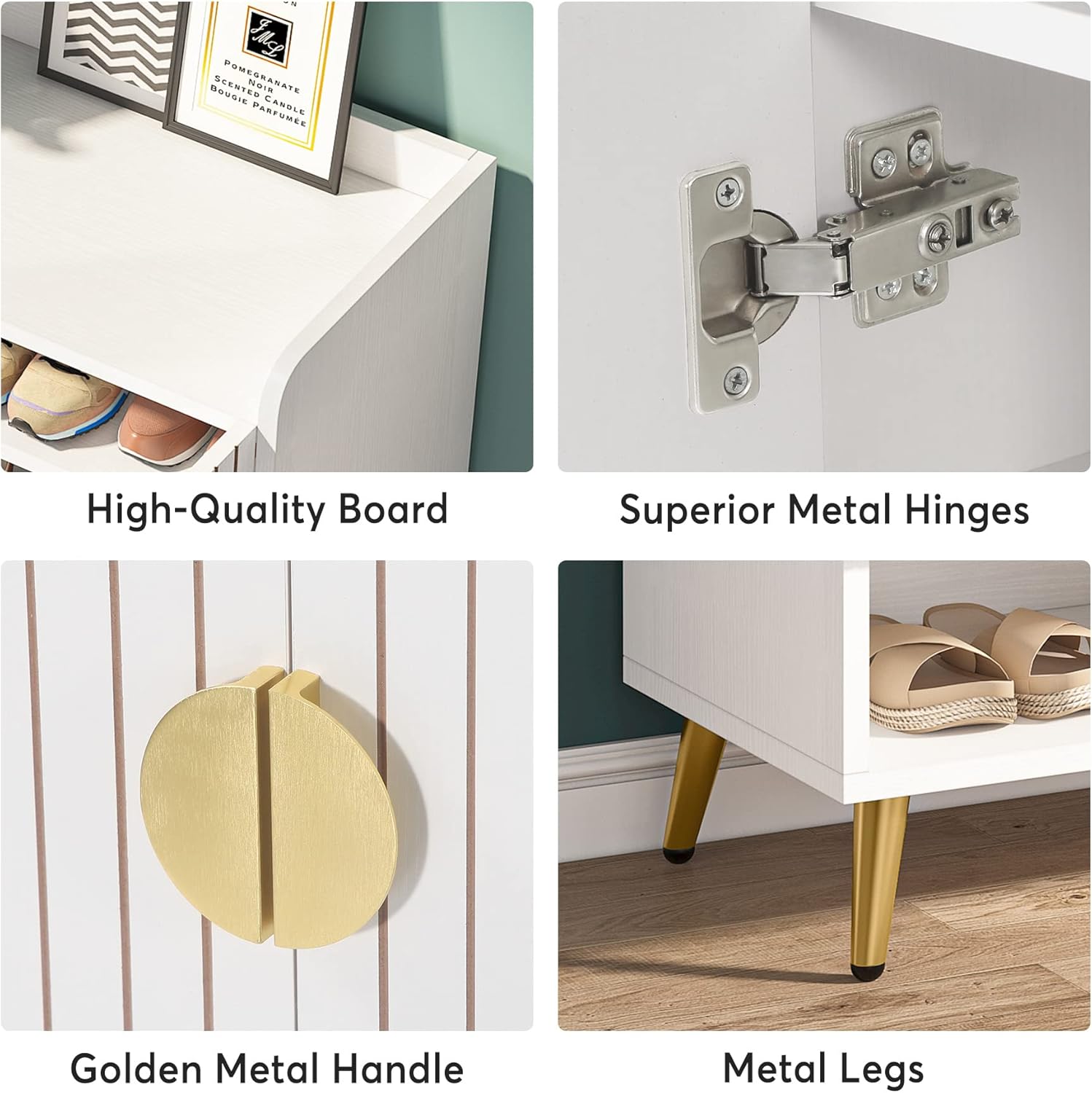 Tribesigns Schuhschrank mit 2 Türen, 75x 37x 110cm, Schuhkipper schmal,7-stöckig Schuhregal für 25 Paar Schuhe Regal für Eingang, Flurschrank,Wohnzimmer,weiß (Weiß)