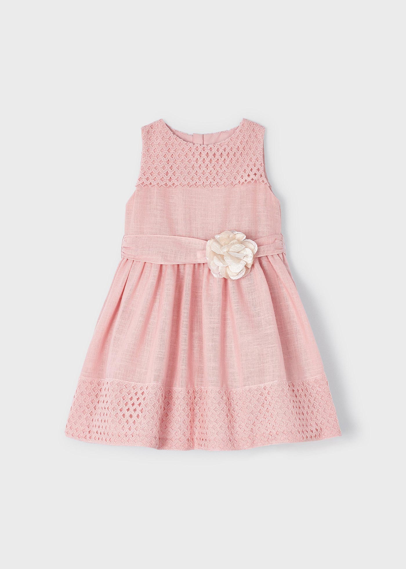 Vestido de guipure combinado para menina