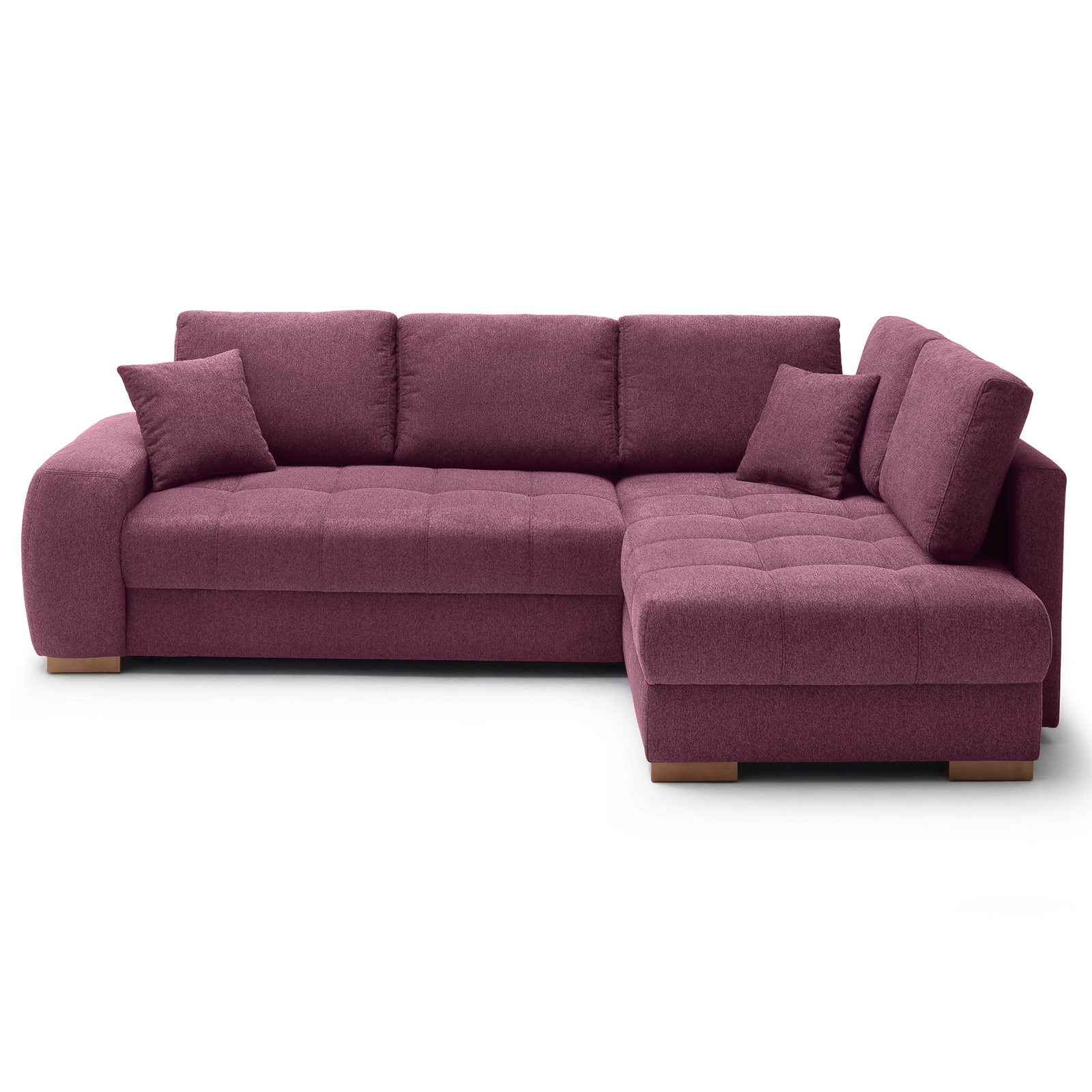 Ecksofa - burgundy - Boxspringfederung - Liegefunktion - Holzfüße