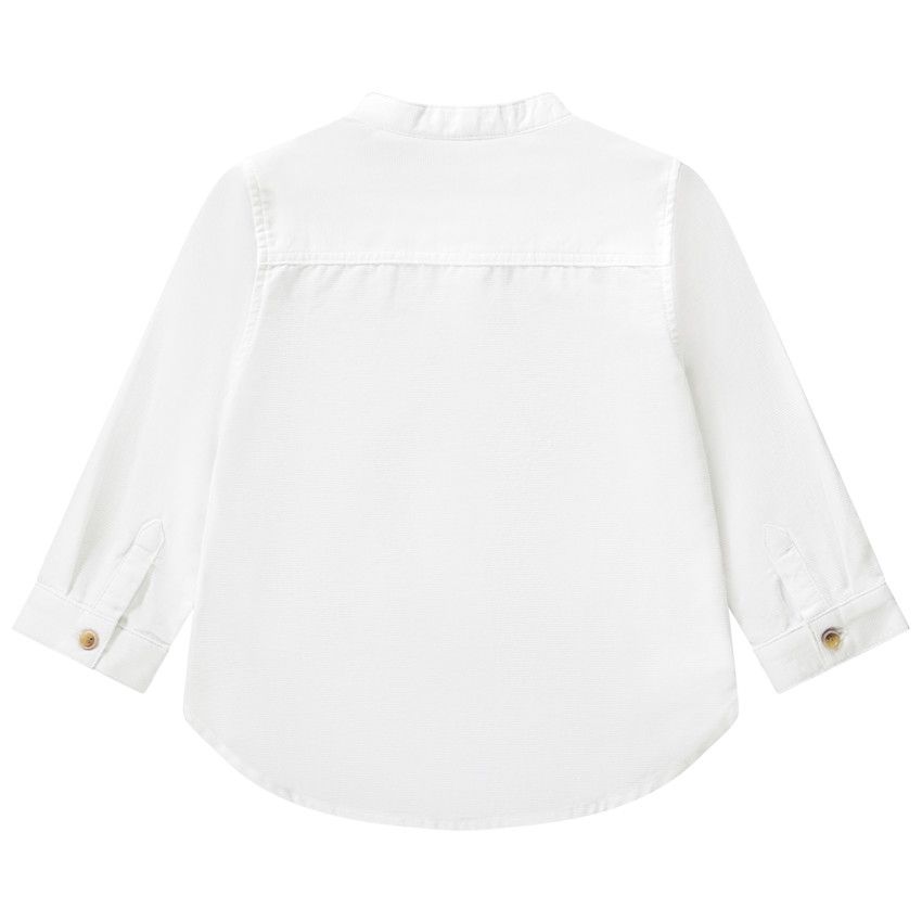 Chemise manches longues col mao à mouchoir pour bébé garçon - Blanc