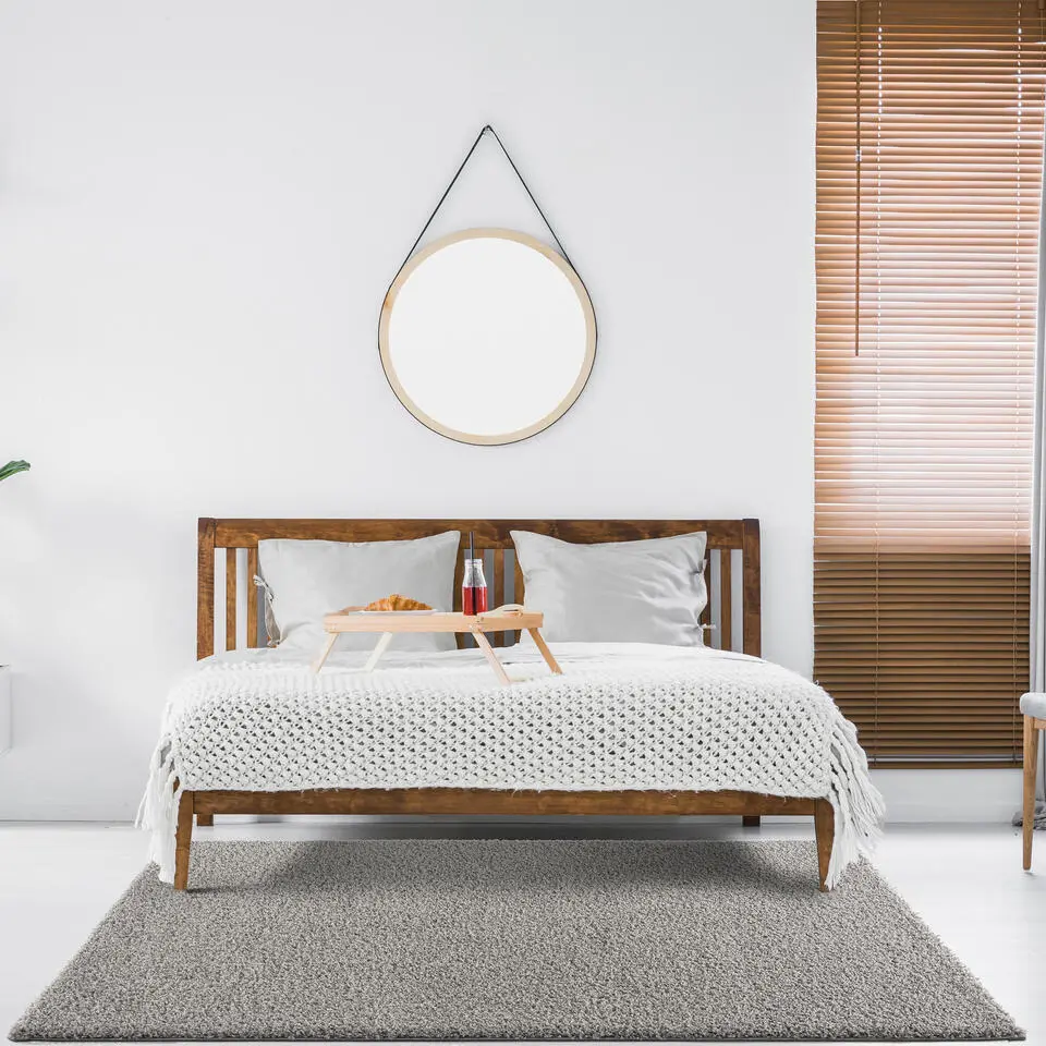 Loca Shaggy Vloerkleed Lichtgrijs Hoogpolig - 200x200 CM Vierkant